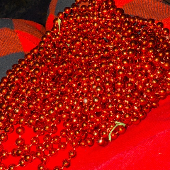 Vintage Dansk Holiday Christmas Red Bead Garland 1/4" 1 ox 45' Tree Decoration - Picture 3 of 4